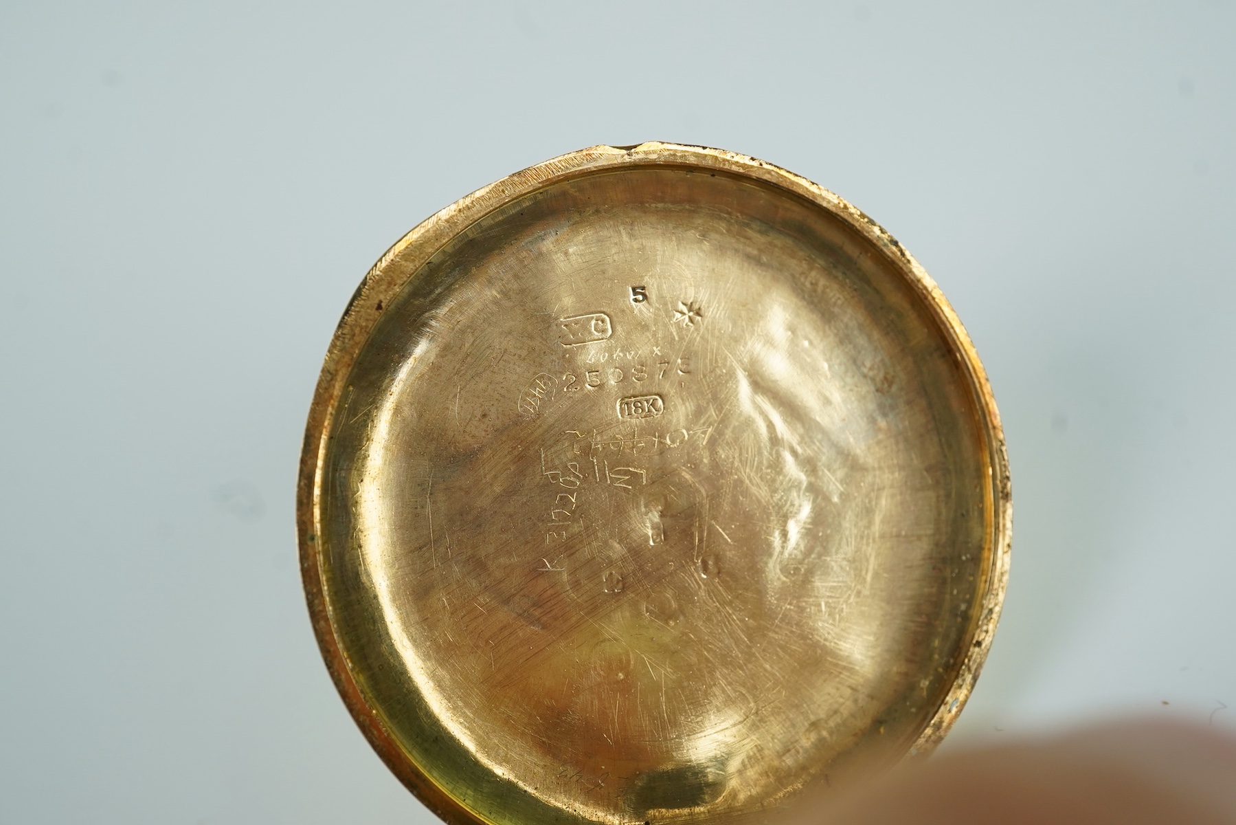 An early to mid 20th century 18ct gold Vacheron & Constantin open faced keyless lever dress pocket watch